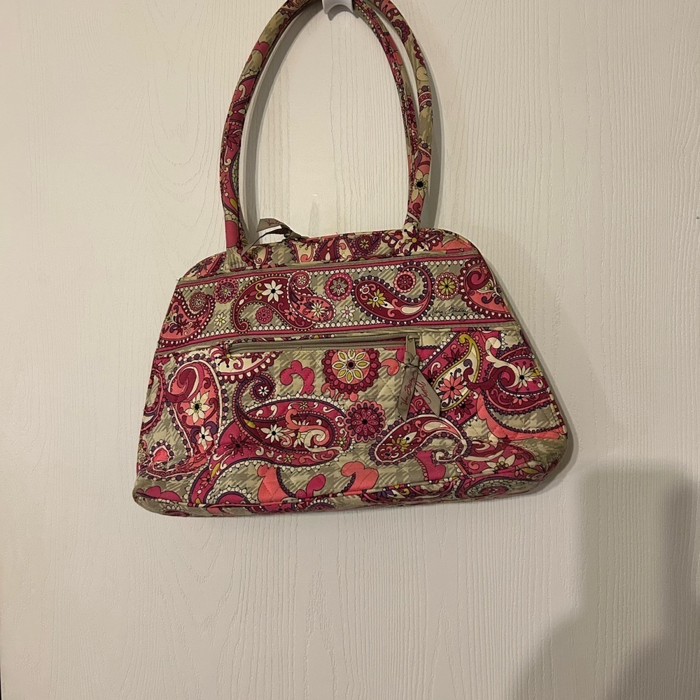VERA BRADLEY Pink and Green Floral Shoulder Bag